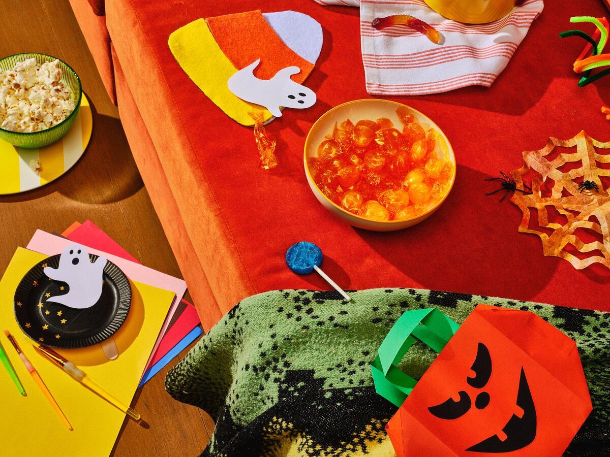 Halloween campaign — candy and craft flat lay
