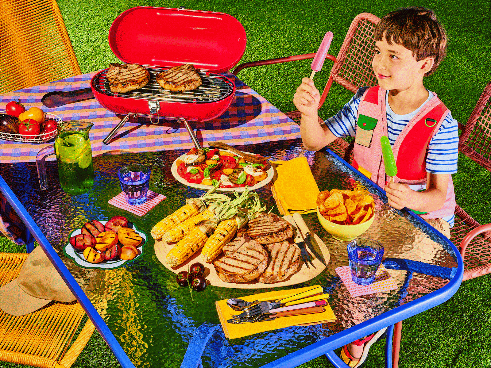 Summer campaign — kid with popsicle at the grill